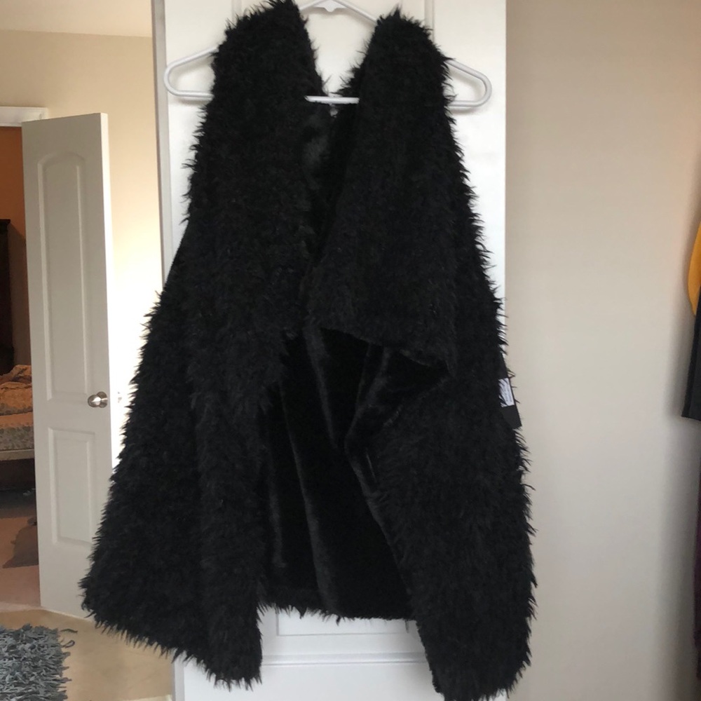 Ellie and Kate black fur vest